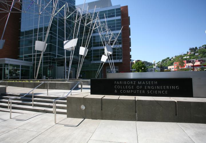 exterior of the Engineering Building at Portland State University