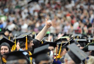 Students in cap and gown