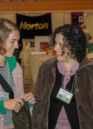 Student and instructor at a book event.