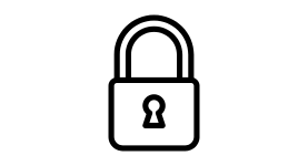 Outline of a closed lock with a keyhole