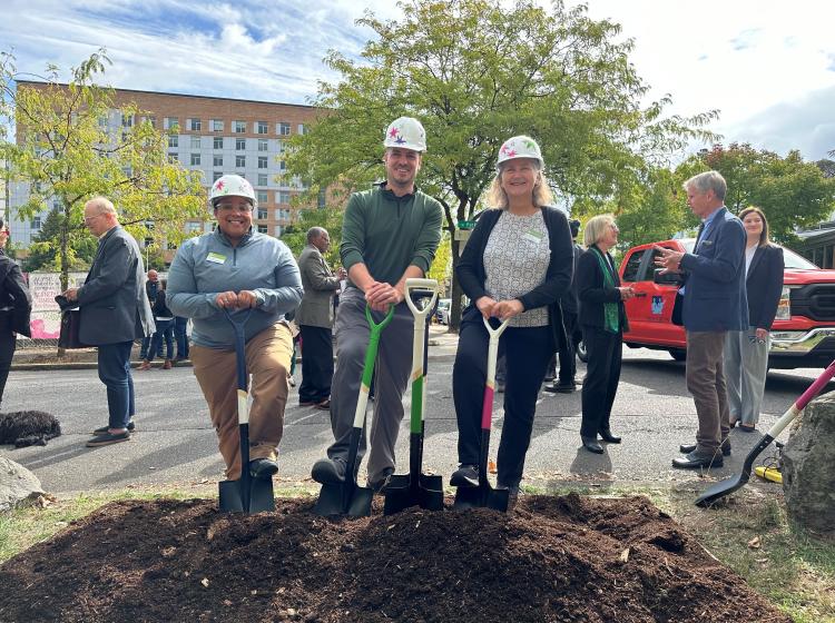 Nikki Ludd, Jeff Rook, and Karen Barnack at the Art and Design groundbreaking ceremony