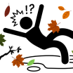 A person slipping on leaves