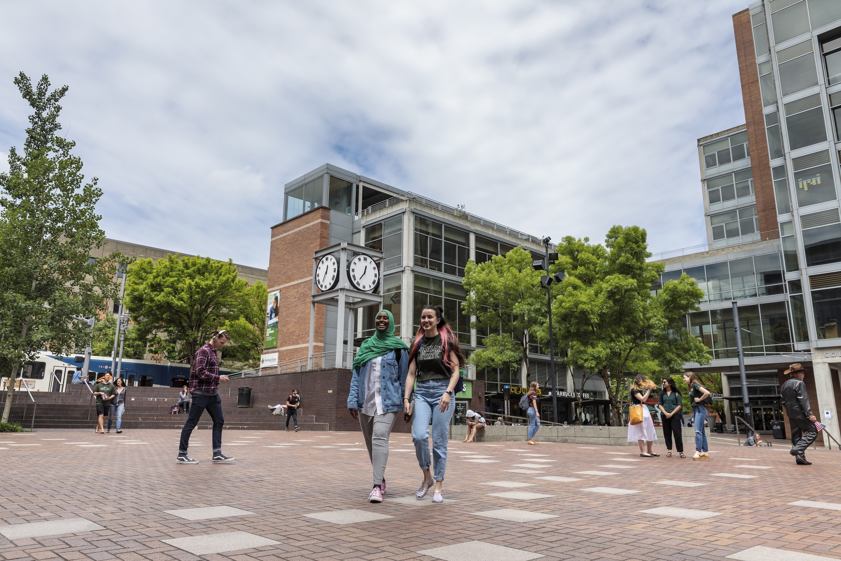 Students in Urban Plaza