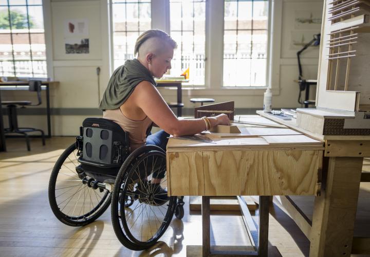Student in wheelchair