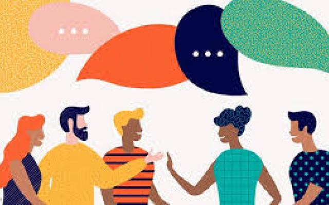 icons of talking animated figures with speech bubble with no words