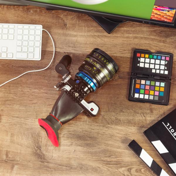 A camera on a desk