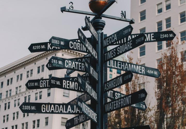 Directional sign to major cities from Portland