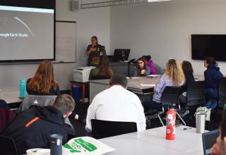 Students at Google Earth Presentation