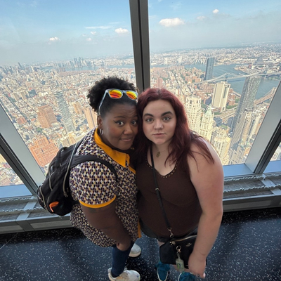 Coty (in yellow collar) and student at OWO 