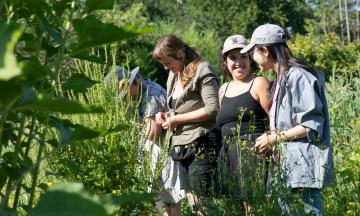 Students pictured in garden