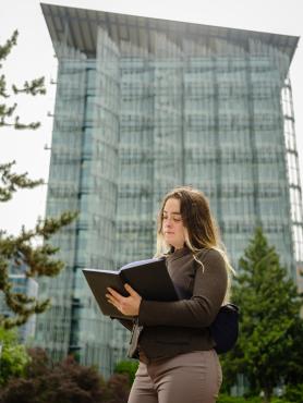 student in downtown Portland