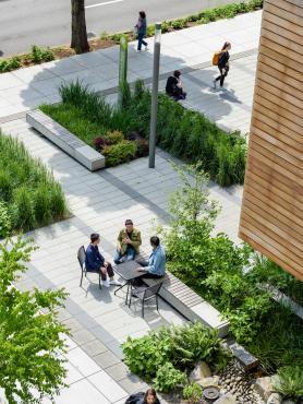 bird-eye view of students at a table 