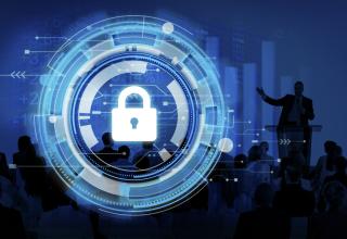 Cybersecurity image with a lock that provides security