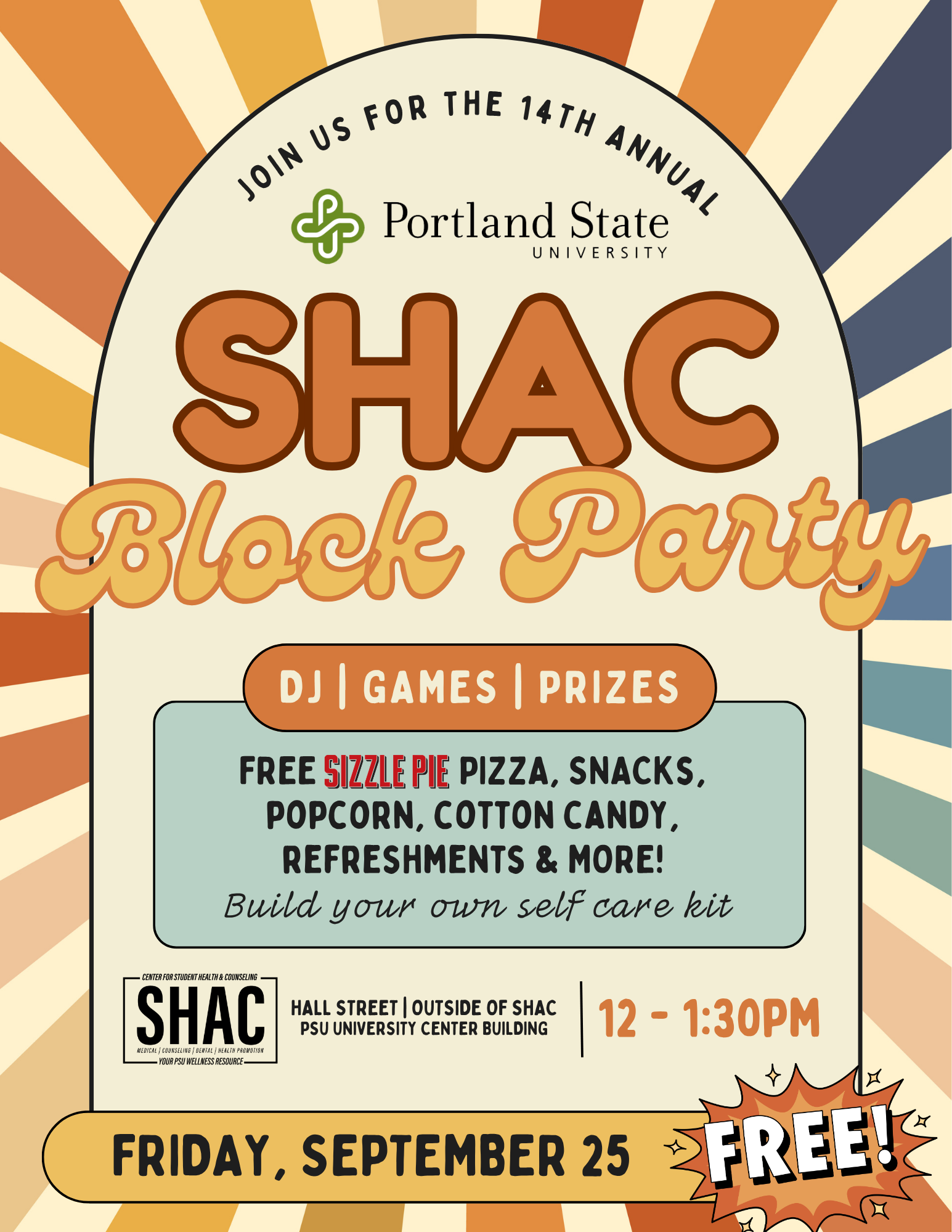 SHAC Block Party 12-1:30pm September 25
