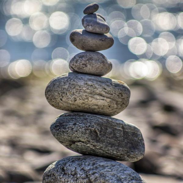 rocks stacked on top of eachother outside