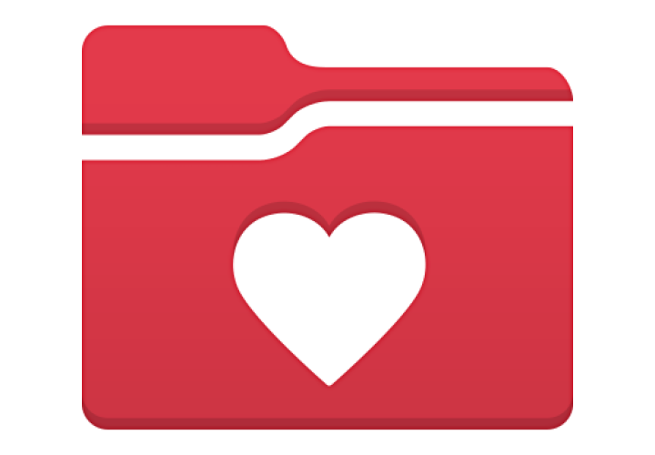 Red folder with heart representing myChart patient portal.