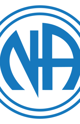 two thin blue circles with the letters "NA" inside