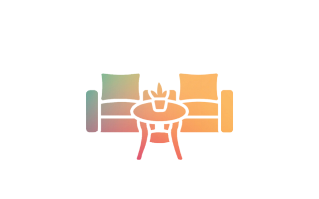 rainbow gradient couch and table