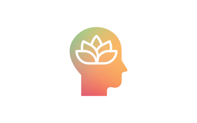 rainbow gradient head outline with lotus flower