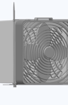 Box fan with attached fabric filter