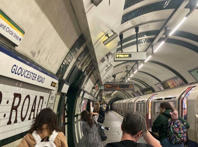 Students riding the tube