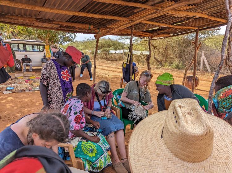 Students in Kenya basket weaving