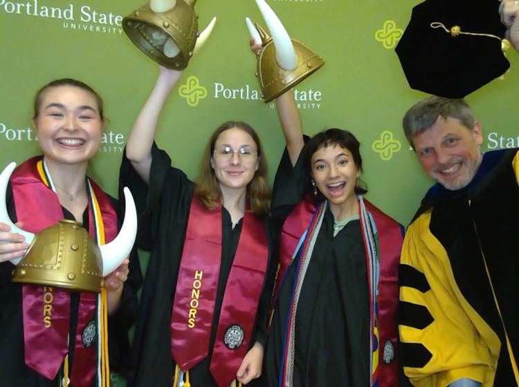 Honors graduates with Dr. York