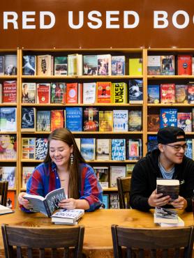 Students at Powell's Books