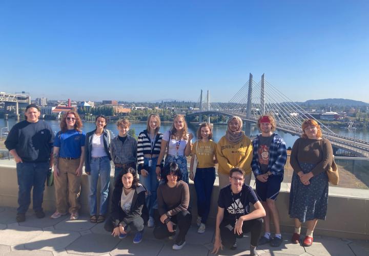 Honors students on walking tour of Portland