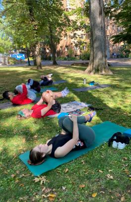 Yoga in the park blocks