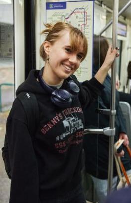 Rory riding the bus