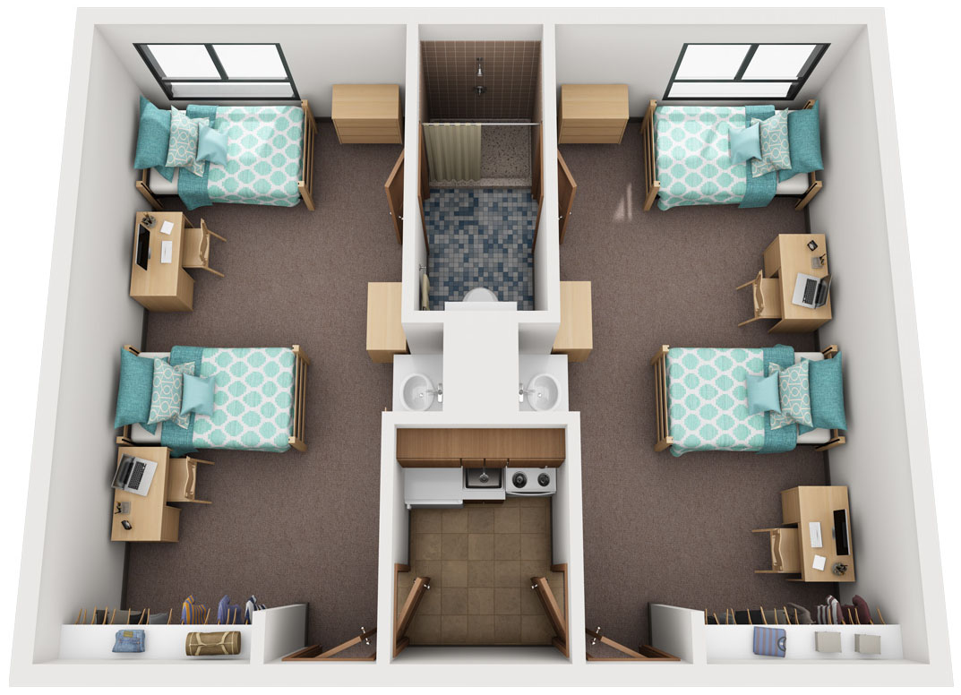 3D Floor Plan of Ondine Studio Suite Furnished