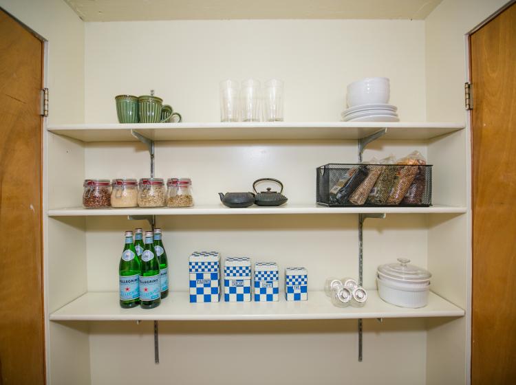 Shelving in studio suite kitchenette