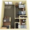 3D Floor Plan of Blumel Furnished One Bedroom