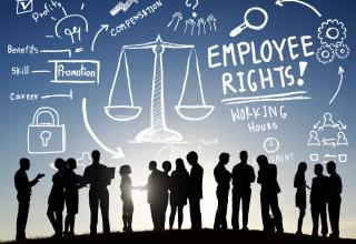silhouette of people with words written above having to do with employment