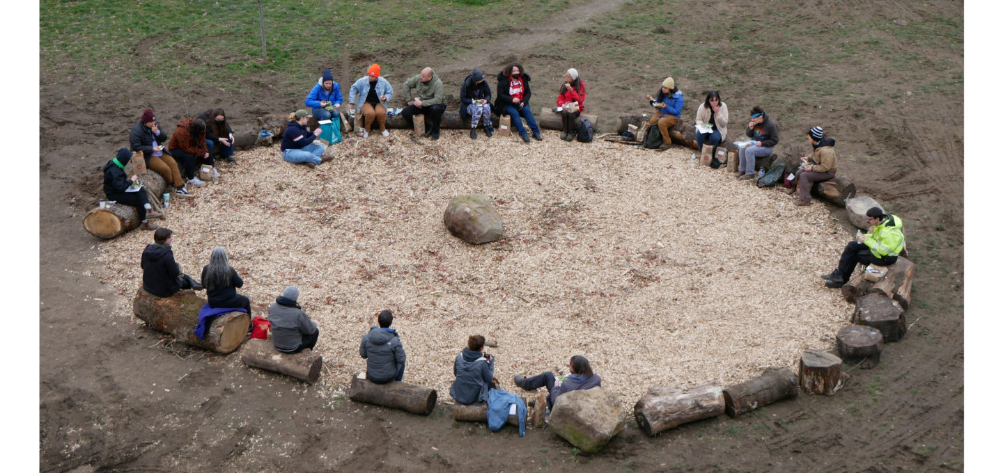 Students in a circle at the Oak Savanna
