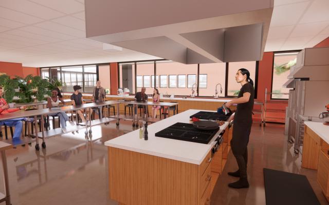 Rendering of ITECK kitchen in Vernier Science Center 