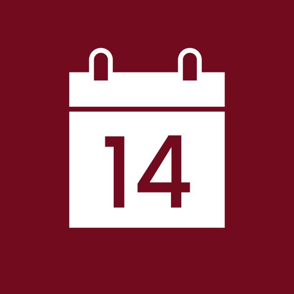 White calendar icon with a maroon background