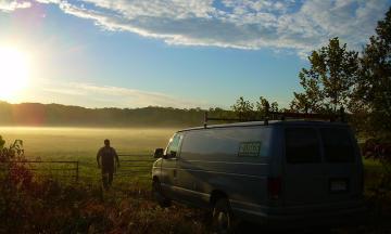 The glacial aquifer system in the Midwest, near Canton, IL. Here we see Bill Morrow, USGS, getting to the field early.