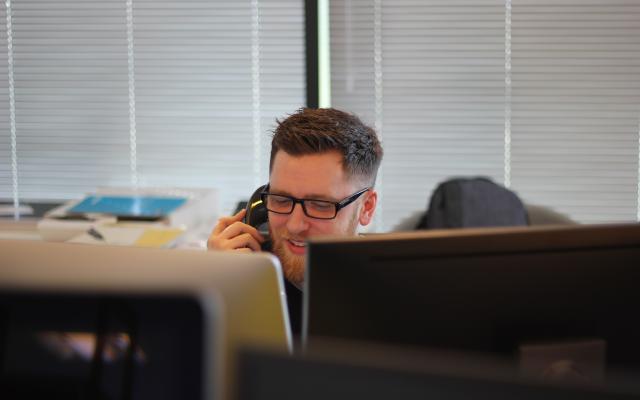 Young man on the phone