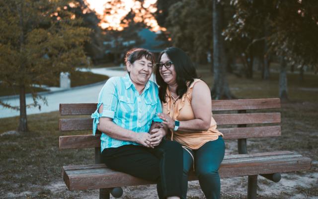 Two women on bench