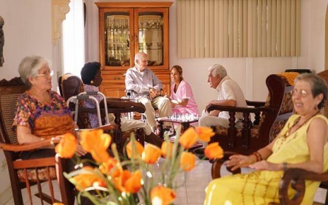People in assisted living setting