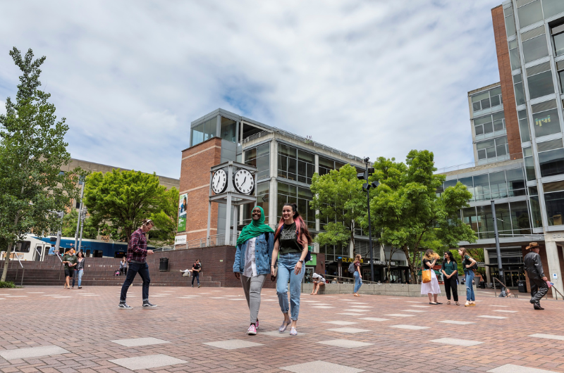 Students in Urban Plaza