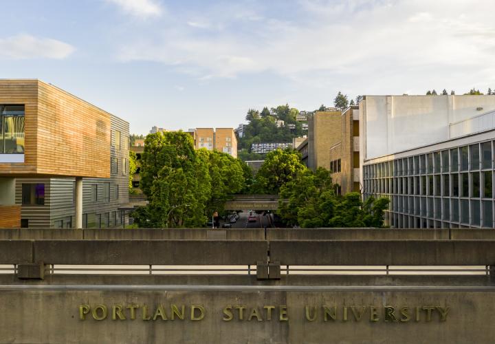 Portland State University on skybridge