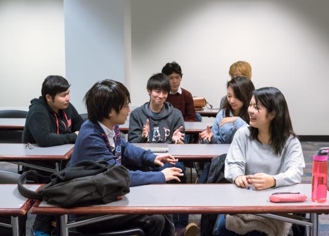 students talking