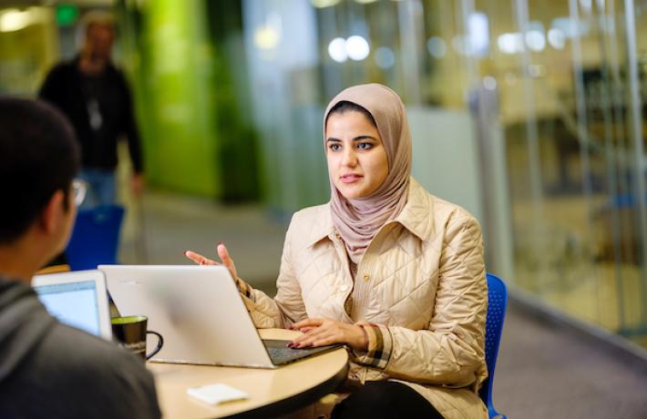 female student with laptop