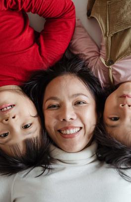 Image of woman and two children