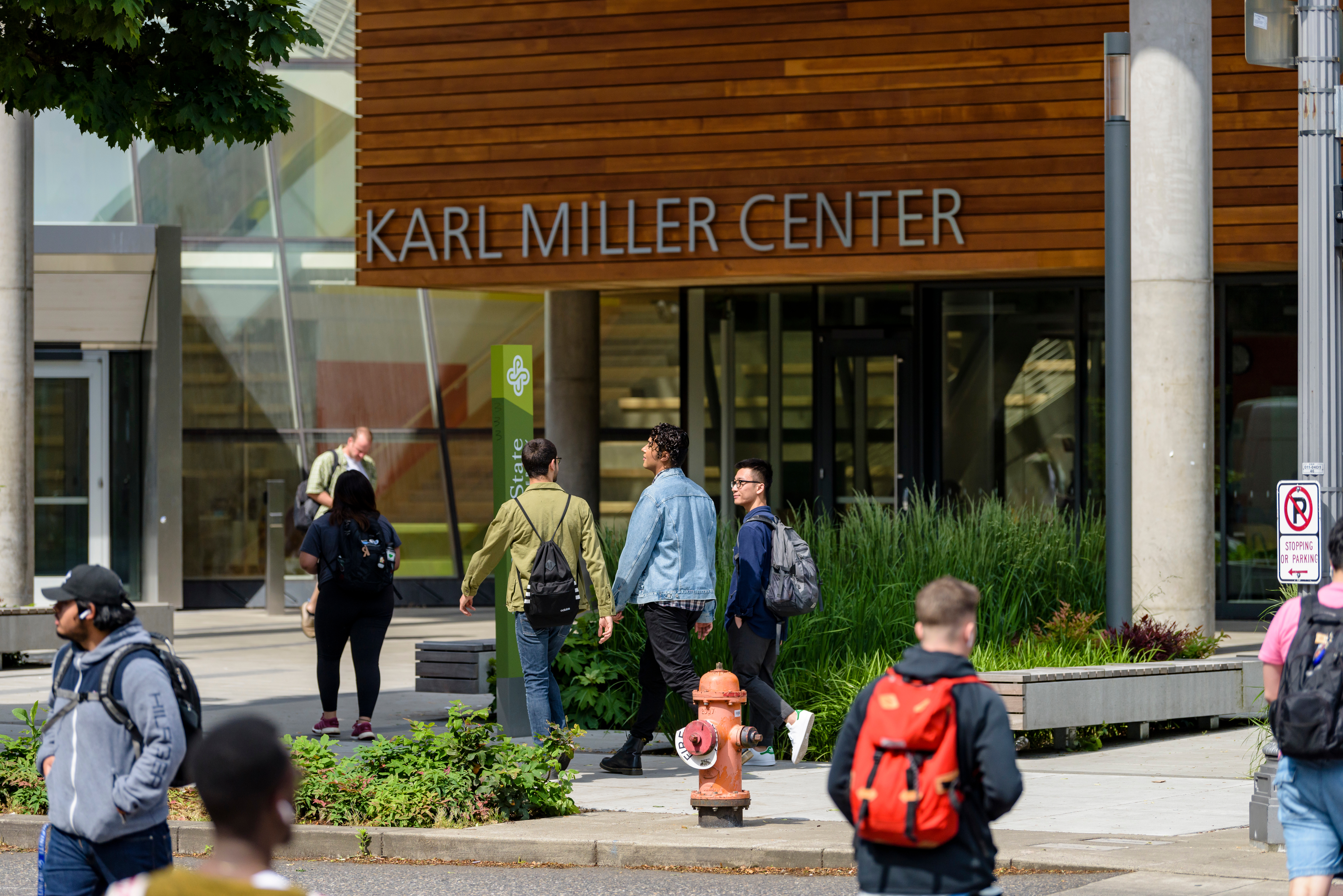 Students in front of Karl Miller Center