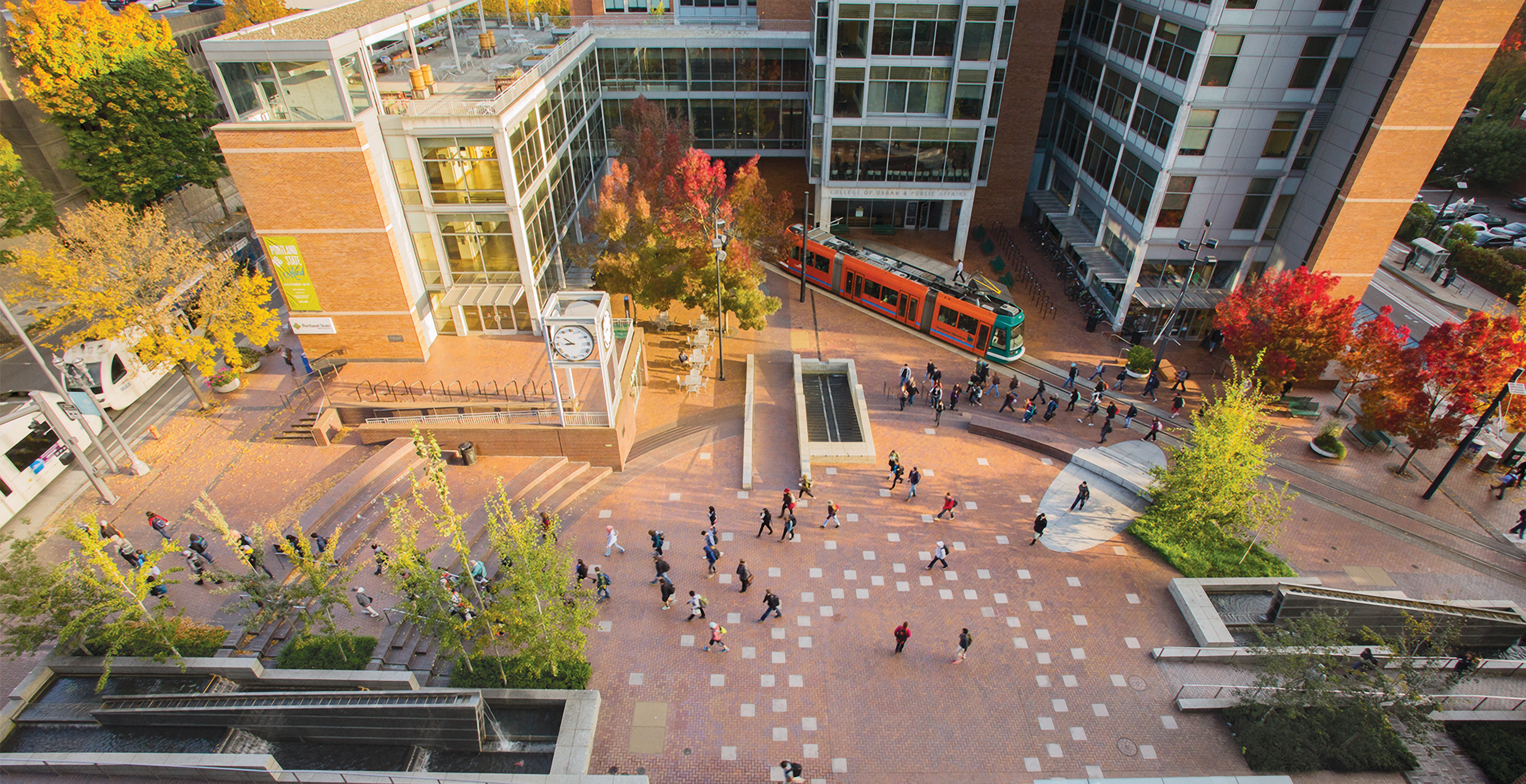 Ariel view of Urban Plaza on the PSU campus