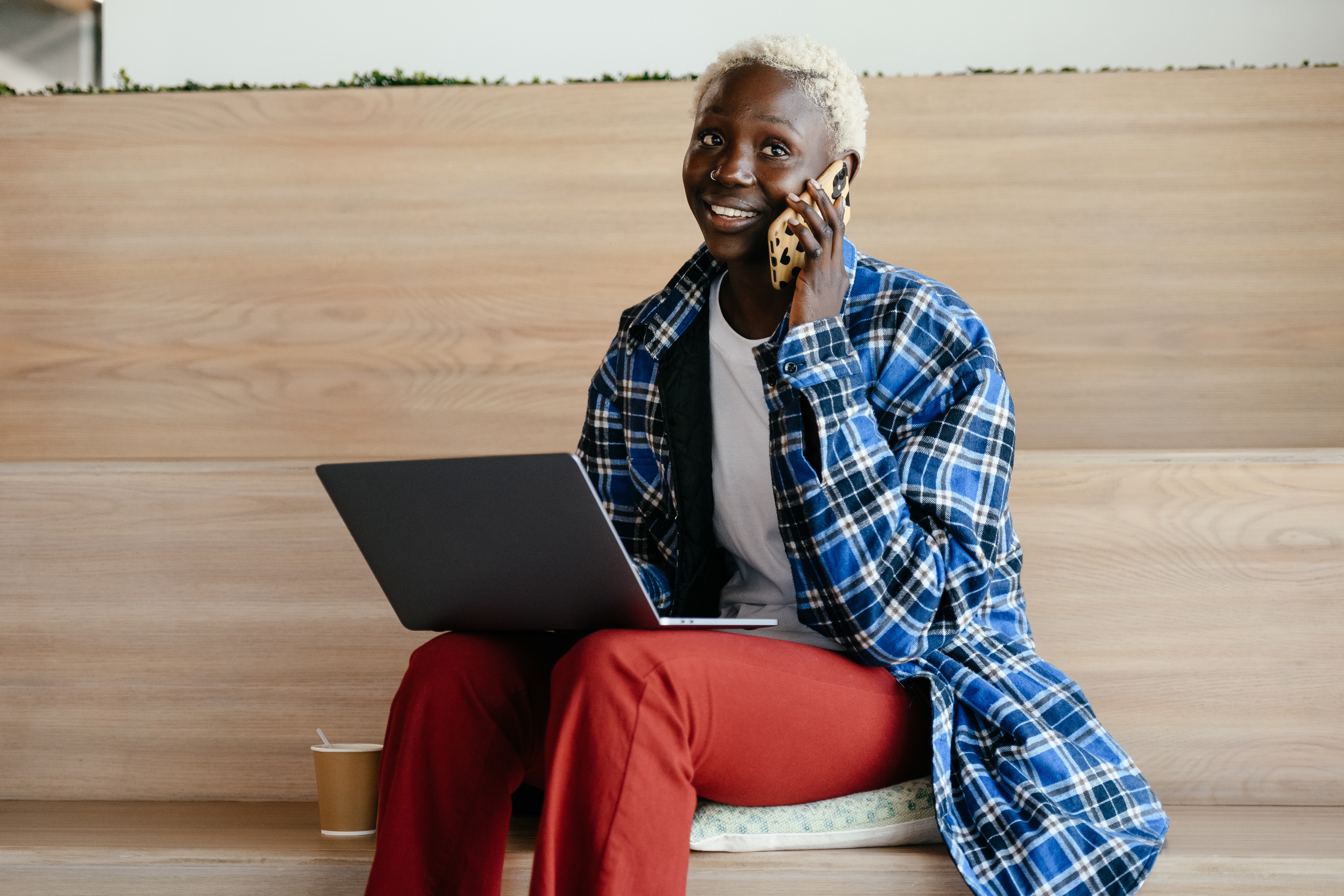 Student calling home to family